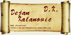 Dejan Kalanović vizit kartica